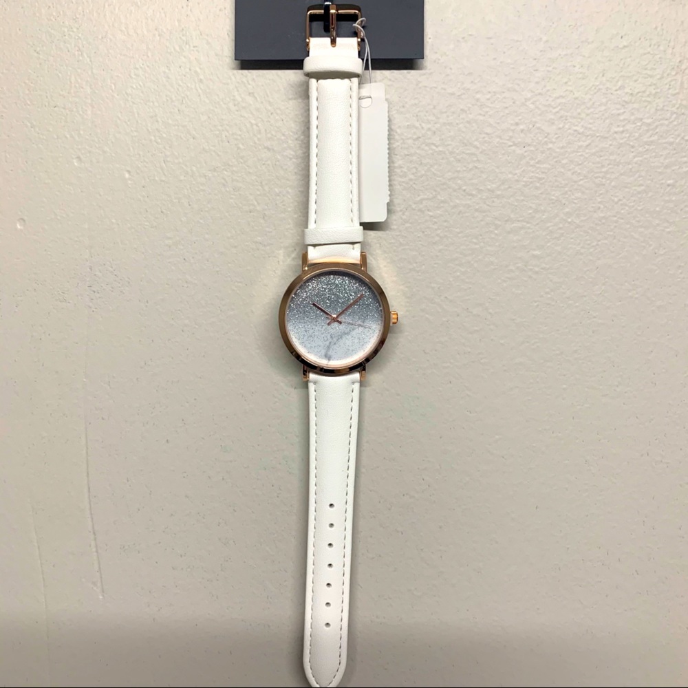 NewYork&Co glitter tonal faux leather strap watch